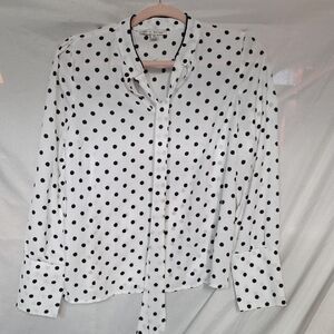 Haute Monde Black and White Polka Dot Blouse Med